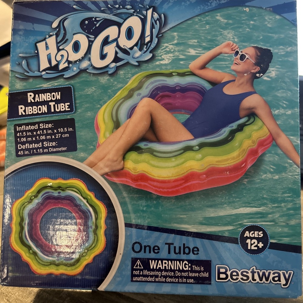 Bestway H2O Go Large Rainbow Ribbon Tube Pool Float For Teen/Adult 41.7"